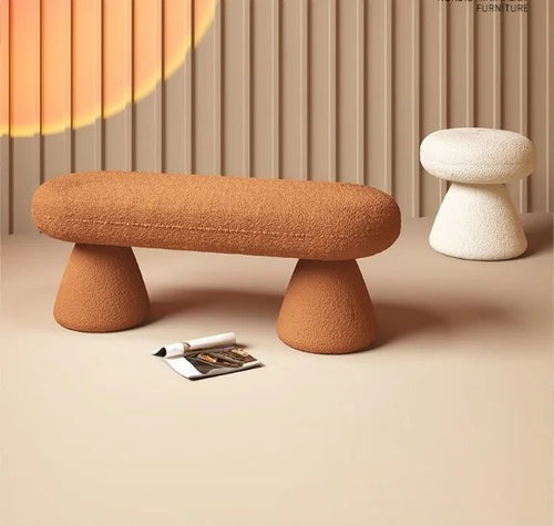 Ardo boucle pouf collection featuring bench and stool