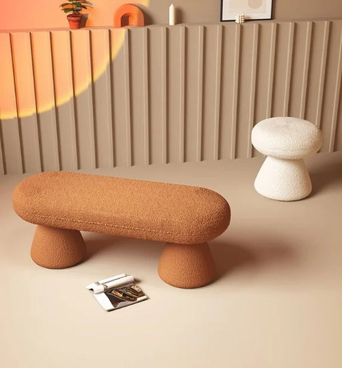 Designer boucle pouf seating set