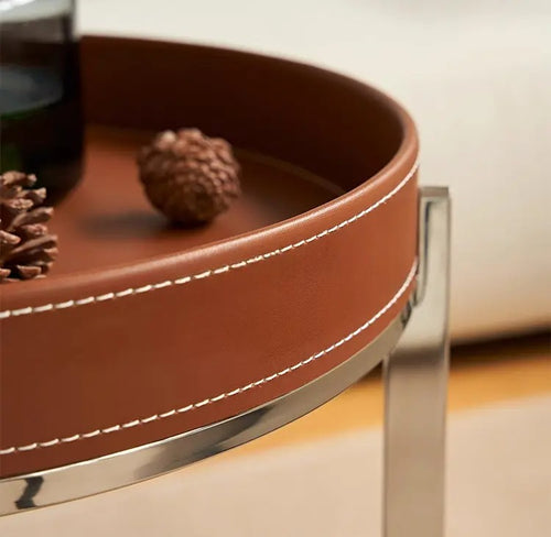 Closeup view of  brown Brian Tray Trolley