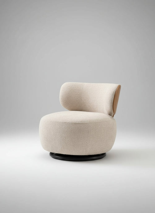 Discover the Konad Chair – a modern swivel accent chair with plush curves, elegant form, and 360° functionality. Perfect for luxury living spaces.The perfect luxury accent chair online in India.
