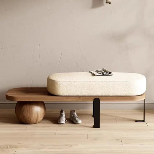 Japandi Style Wooden bench with round ball