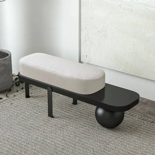 Japandi style bench with metal support legs