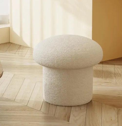 White modern pouf in mushroom pouf