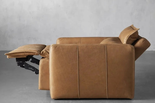 Side view of ergonomic premium recliner chair with arm padding
