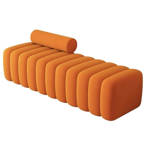 Modern orange bench with soft cushion