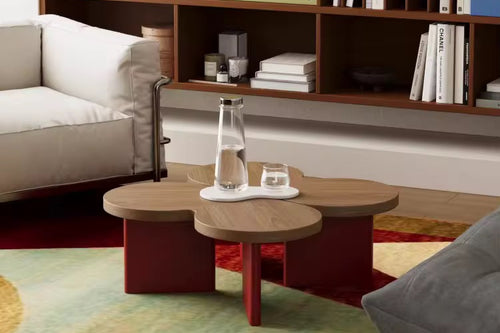 Discover the Tsuki Coffee Table — a modern abstract design with a veneer top and PU base, crafted for luxury living rooms and designer interiors. Luxury Coffee Table