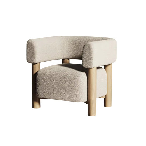 Beige luxury armchair with wooden legs