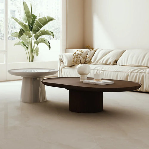 Contemporary teak coffee table in living room