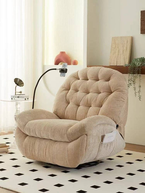 Side view of Milo recliner in cozy apartment setu