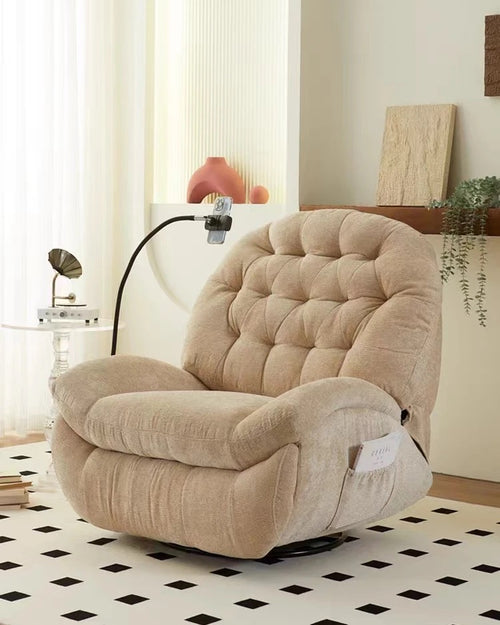 Side view of Milo recliner in cozy apartment setu