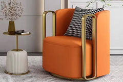 Orange armchair with gold frame