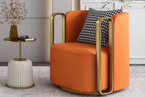 Orange armchair with gold frame