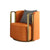 Side view of orange armchair with gold frame 