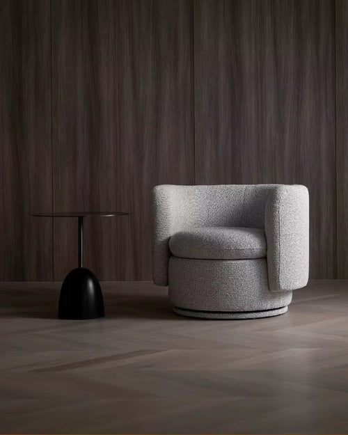 Discover the Armano Round Chair by Chair Collective — a luxury accent chair with swivel and fixed options, crafted in premium fabrics for modern Indian interiors.