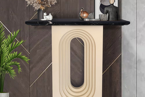 Astra console with arches and black marble top.