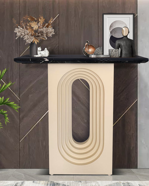 Astra console with arches and black marble top.