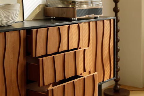 Atlantis wave‑pattern sideboard open drawers
