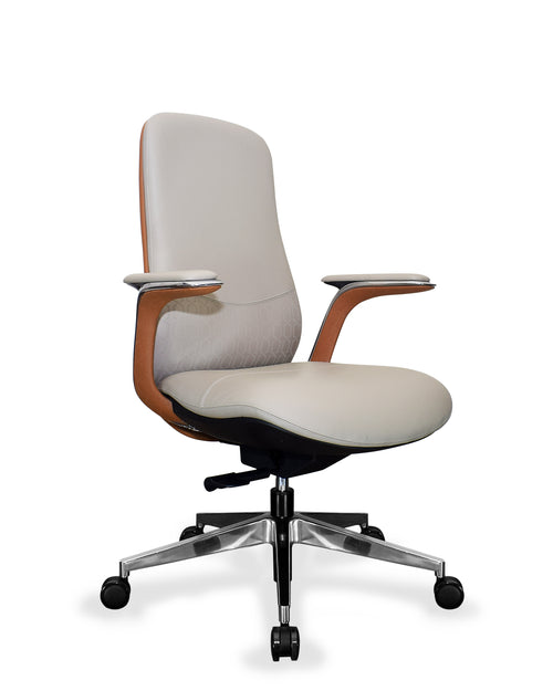 Comfortable office chair, showing ergonomic curve