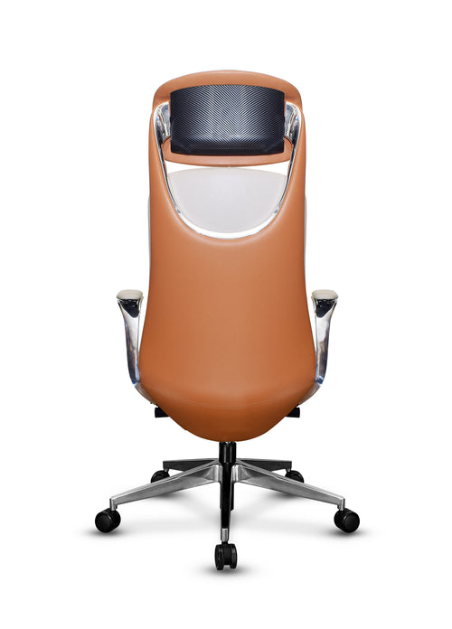 Office chair from back, highlighting futuristic design