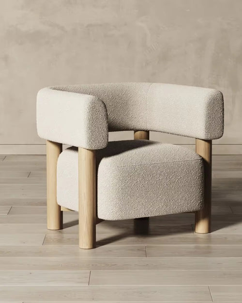 Beige armchair with wooden legs