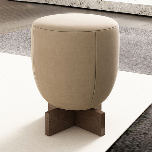 Beige ottoman Cappadocia Pouf with wooden X-base 