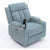 Blue Cuban velvet recliner chair with cup holder and storage