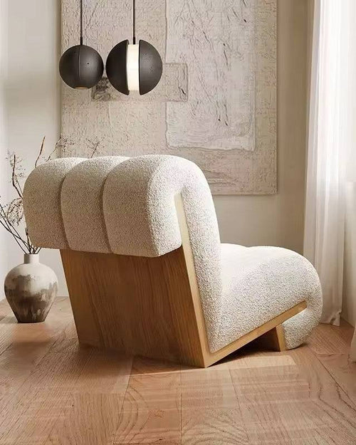 Back view of chair with wooden base