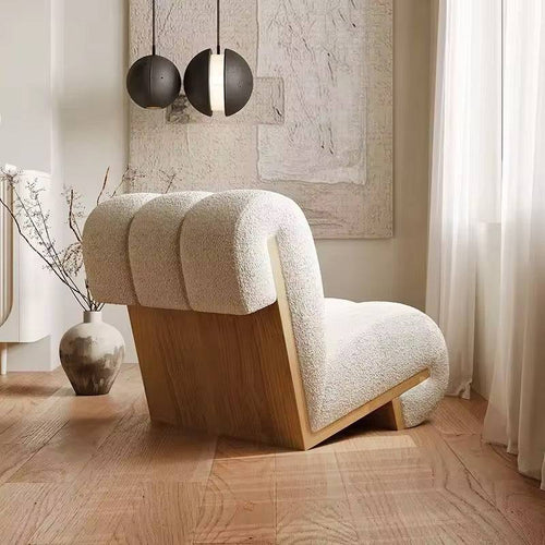 Back view of chair with wooden base