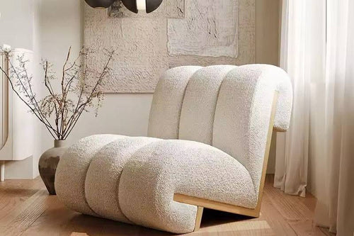 Side view of the Bohoma beige chair