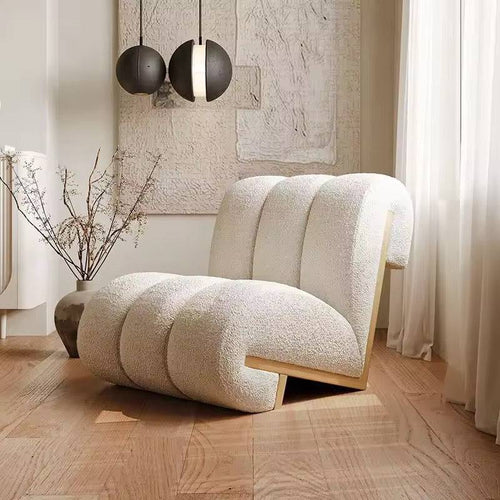 Side view of the Bohoma beige chair