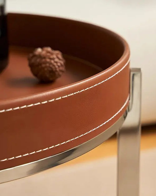 Closeup view of  brown Brian Tray Trolley