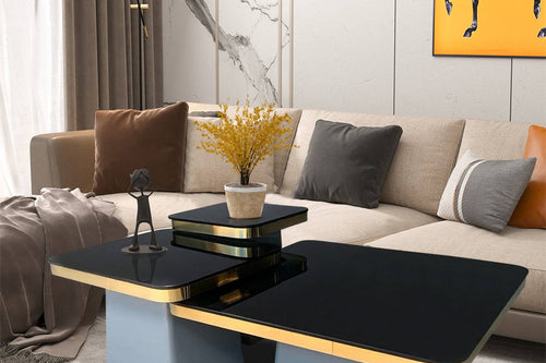 Coffee table with black glass top