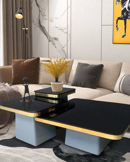 Coffee table with black glass top