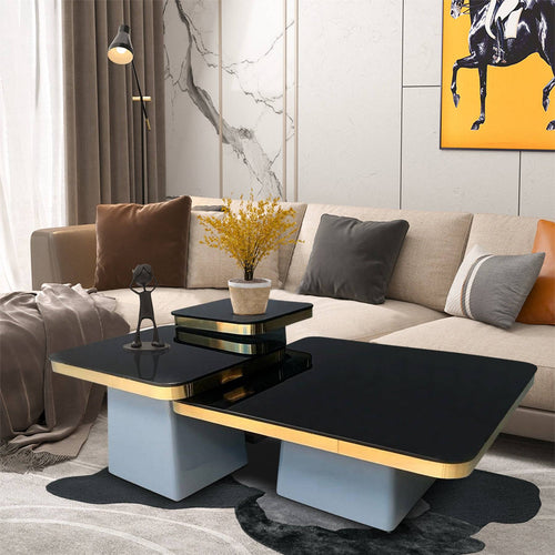 Coffee table with black glass top