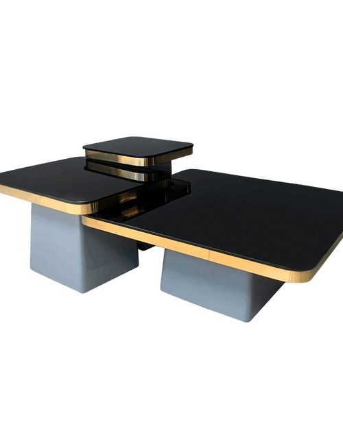 Coffee table with black top and grey base 