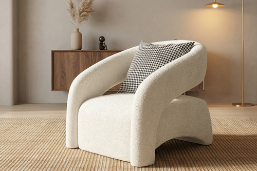 FUTURISTIC CHAIR DESIGN IN BOUCLE FABRIC