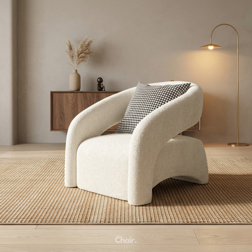 FUTURISTIC CHAIR DESIGN IN BOUCLE FABRIC