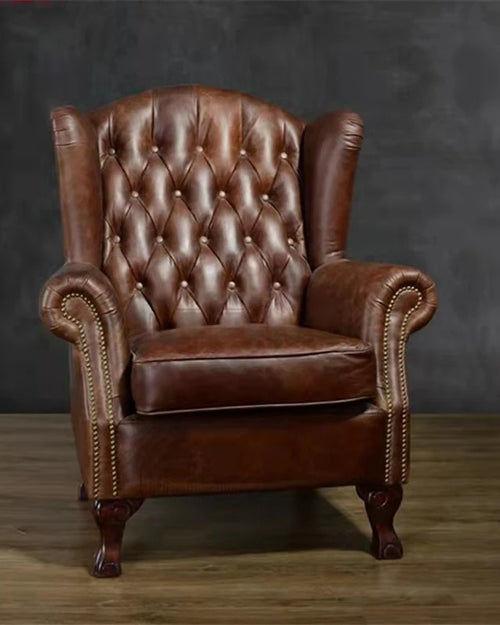 Luxury Chester brown chair front view