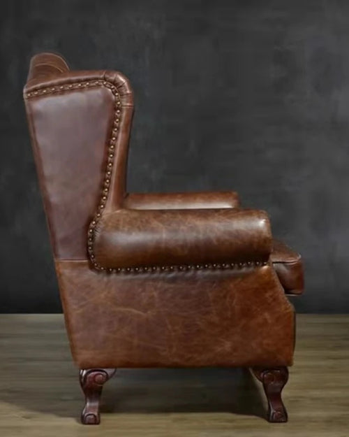 Side view of Brown Chester chair 