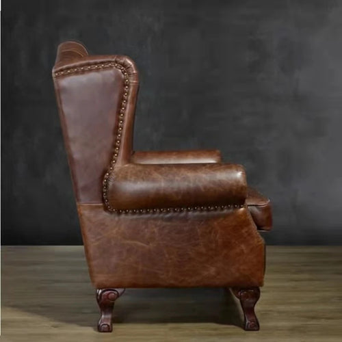 Side view of Brown Chester chair 