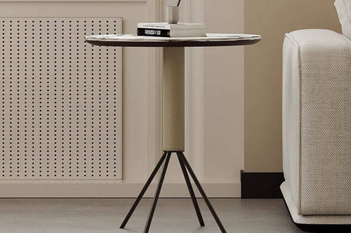 Chirmi end table showcasing its smooth PU finished stand 