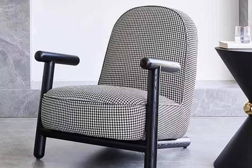 Patterned Czech armchair with black legs 