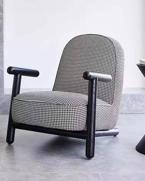 Patterned Czech armchair with black legs 