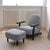 Gray armchair with black legs and matching ottoman 