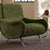 Side angle of green armchair