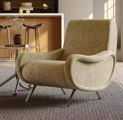 Side profile of beige davos chair