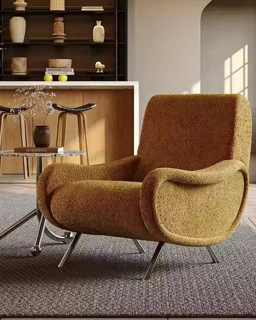 Davos lounge chair with sleek black metal legs.