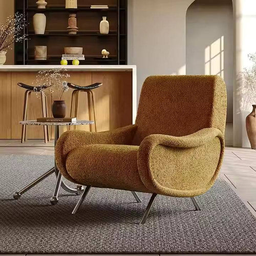 Davos lounge chair with sleek black metal legs.