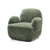 Dinkum chair with green plush and rounded form