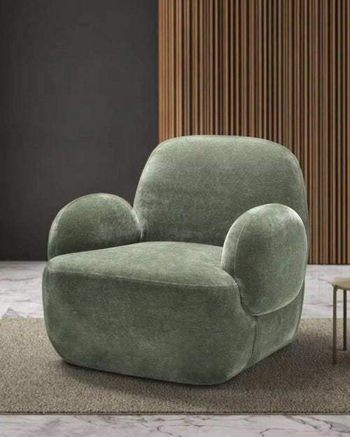 Plush Dinkum chair with sculpted arms